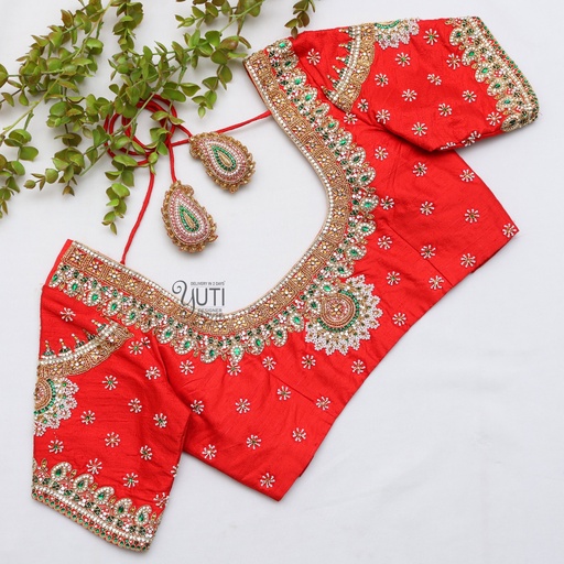 Red Kemp Bridal Deign Stitching