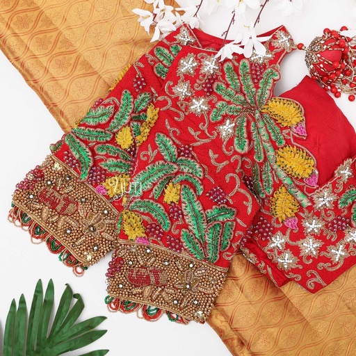 Red Valaimaram Bridal blouse Stitching