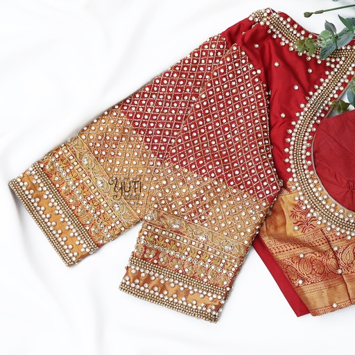 Red checks with highlight design Stitching