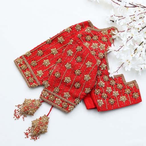 Red color embroidery blouse Stitching