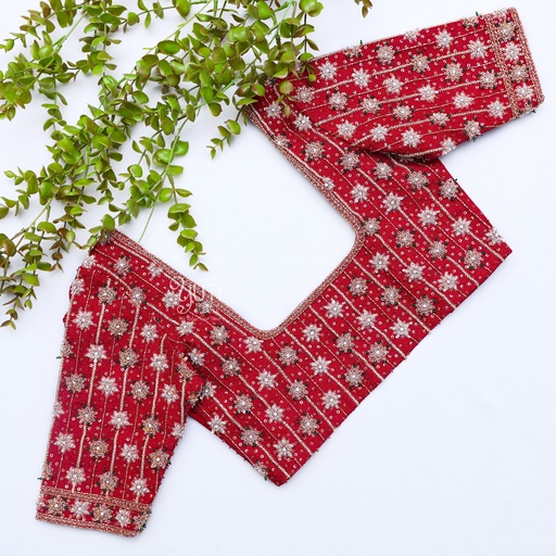 Red color with white embroidery stunning masterpiece Stitching