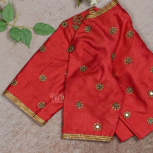 Red floral design Stitching