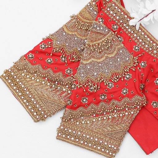 Red navratinaa designer blouse Stitching