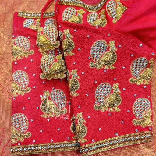 Red peacock design Stitching