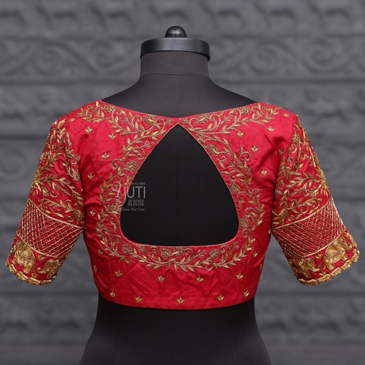 Red princess cut blouse with triangle shape back neck designs | SIZE 38 (adjustable up to 34 - 40) Stitching