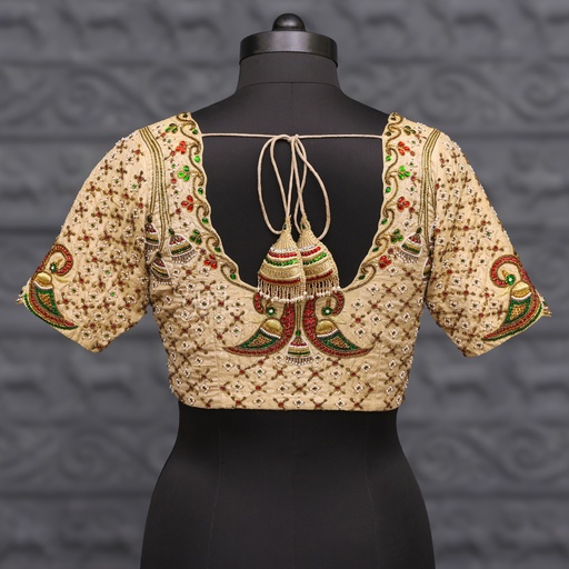 Sandal Aari work bridal blouse ||SIZE 38 (adjustable up to 34- 40) Tassels Not includes. Stitching