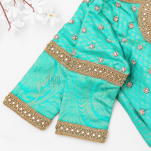 Sea Green Kundan Design Stitching