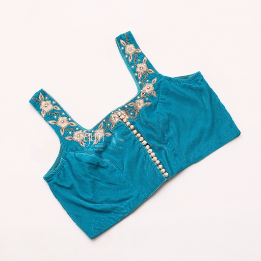 Sleeveless Simple Sky Blue Blouse  | SIZE 32(adjustable up to 28- 34) Stitching