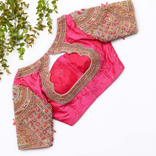 Stay stylish and sophisticated with this gorgeous pink embroidery blouse Stitching