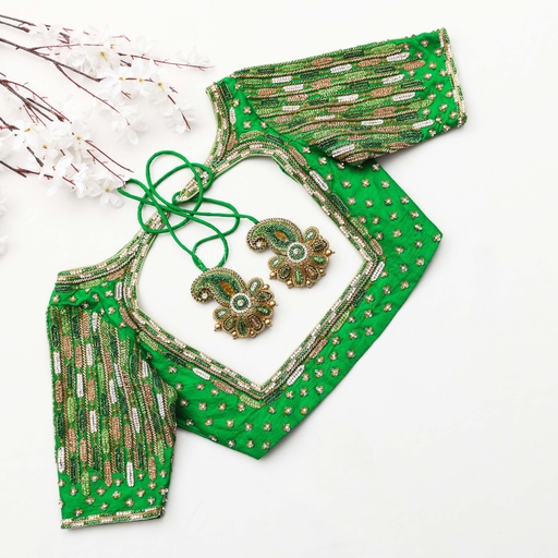 Stunning Tealish Green Embroidery Bridal Blouse for the modern and elegant bride Stitching