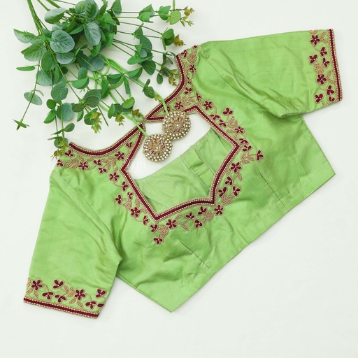 Stunning green color embroidery blouses Stitching
