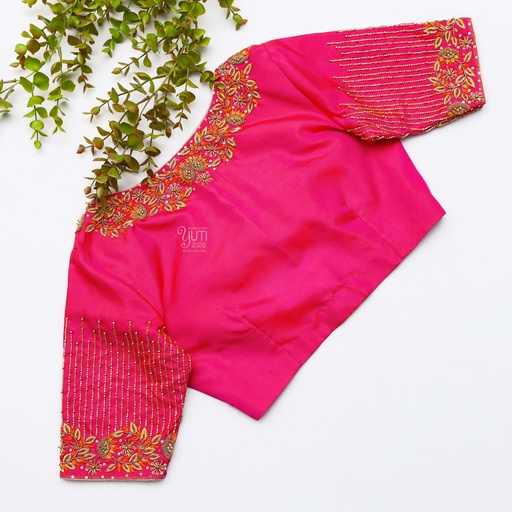 Stunning in this dark hot pink bridal blouse Stitching