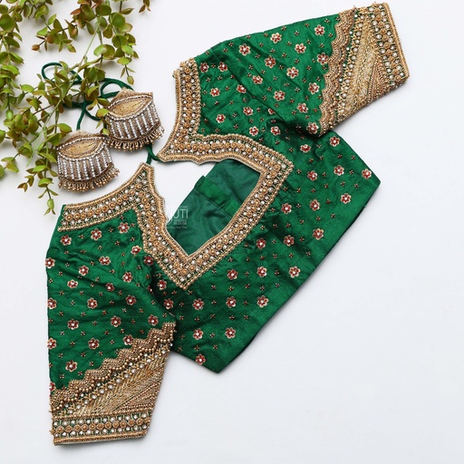 The epitome of elegance with our exquisite collection of Dartmouth Green Bridal Blouses Stitching