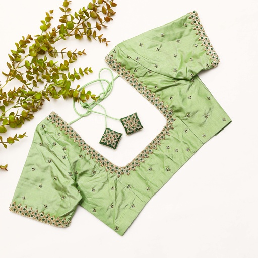 The new Frog Green Bridal Blouse! Stitching