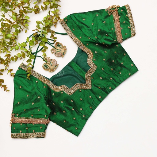 The new Light Forest Green Bridal Blouse Stitching