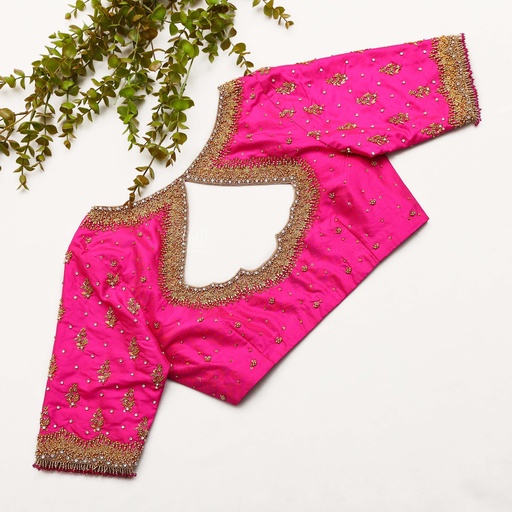 The world of bridal fashion with this vibrant neon pink blouse Stitching