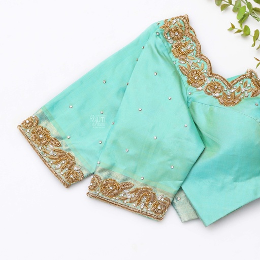 Tiffany Blue hand embroidery bridal blouse Stitching
