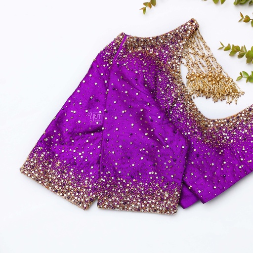 Vibrant Purple embroidery bridal blouse Stitching