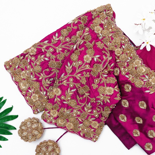 Voilet Zardosi Floral design Stitching