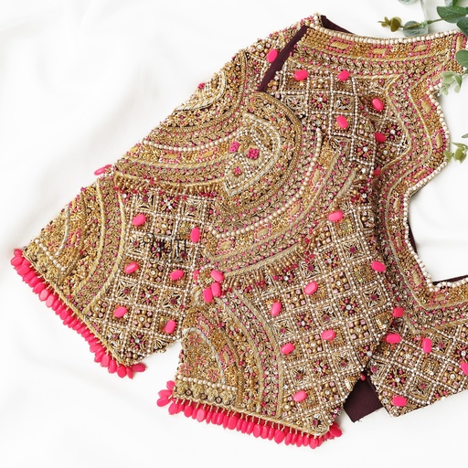 Wine Gem hanging bridal blouse Stitching