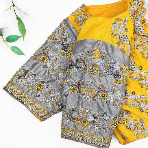 Yellow creeper flower bridal blouse  Stitching