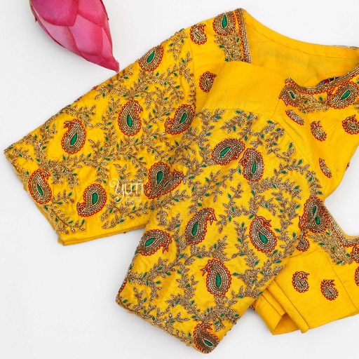 Yellow mango bridal blouse Stitching