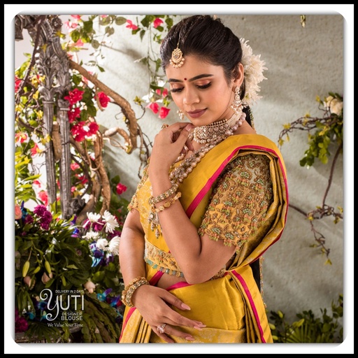 Yellow navratinaa bridal blouse Stitching