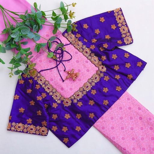 dream dark blue bridal blouse with intricate golden embroidery work Stitching