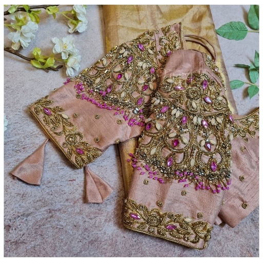 pastel pink  floral design Stitching