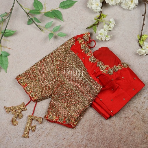 red geometric design Stitching